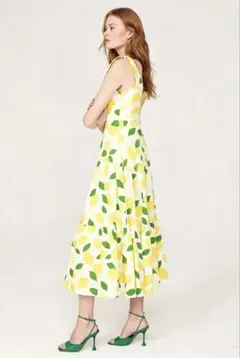 kate spade 新品 レモンプリントティアードドレス