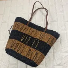 値下げ　ストライプデザイン かごバッグ