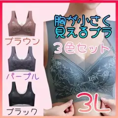 胸を小さく見せるブラ　シームレス 3L 着痩せ　美胸　ノンワイヤー　ナイトブラ