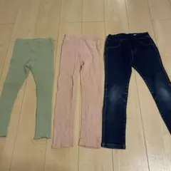 キッズ服 3点セット（グリーン・ピンク・デニム）