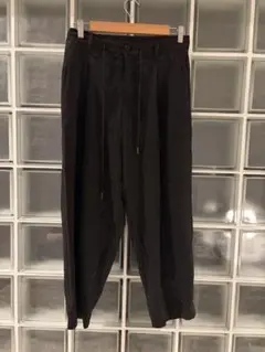 黒 ワイドパンツ ドローストリング付き