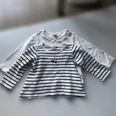 petit main ボーダー.アイボリーカットソー　90