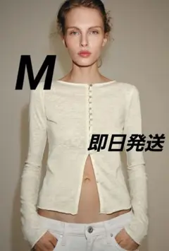 完売品】ZARA ラスティックTシャツ Lサイズ 新品タグつき エクリュ