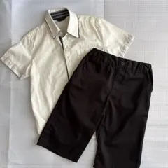 COMME CA ISMコムサイズム襟付き半袖シャツ　パンツ黒　セット　140