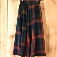 papier パピエール チェック柄フレアロングスカート フリーサイズ