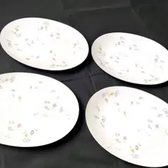 ヴィンテージ☆三郷陶器 Sango 花柄楕円形大皿4枚セットのサムネイル