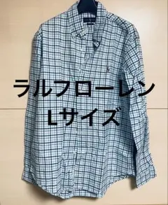 ラルフローレン　チェックシャツ　Lサイズ 青　水色　Ralph Lauren