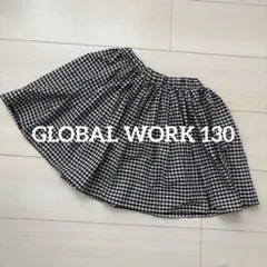 【グローバルワーク】130 黒と白のギンガムチェック フレアスカート