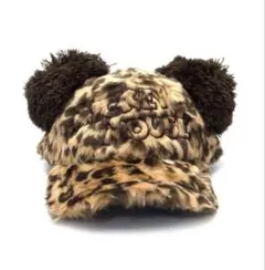 ディズニー ヒョウ柄ファー耳付きキャップ