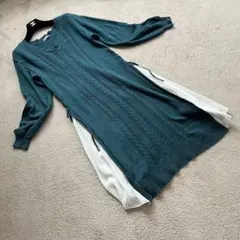 アクシーズファム　サイドプリーツニット　ワンピース　グリーン　M