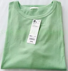 新品未使用タグ付き　GU　ソフトリブクルーネックT(長袖)Q+E　グリーン