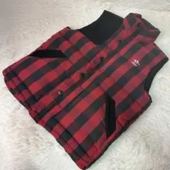 ベル 様用STÜSSY 赤・黒チェック ダウンベスト ビッグサイズ XL