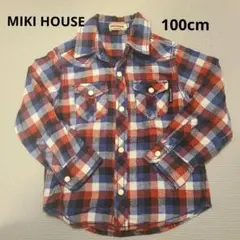 MIKI HOUSE チェック柄長袖シャツ 100cm