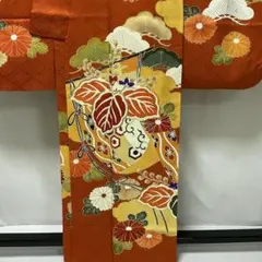 振袖 フルセット6点サイズM〜L赤黒蝶模様 金駒刺繍　正絹売り切り終了 miyagawa-kimono_sb13370