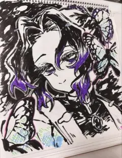 鬼滅の刃 胡蝶しのぶ 手描きイラスト