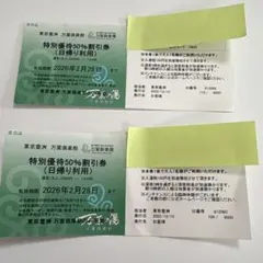 豊洲万葉倶楽部　半額券　2名分