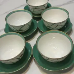 【5客セット】香蘭社 茶器 湯呑み・茶托セットオーキッドレース 蘭柄 有田焼のサムネイル