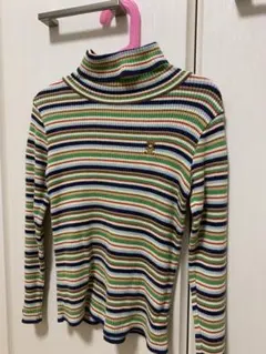 miki HOUSE ストライプ タートルネック セーター 120
