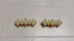 ★パール&ゴールド ヘアクリップ バレッタ　2個セット