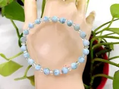 天然石 ラリマーブレスレット5.5mm玉 内周16cm　　180101902