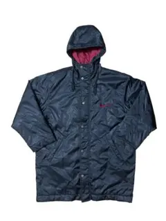 【NIKE】白タグ90sロゴ刺繍キルティング中綿ナイロンジャケット　ネイビー