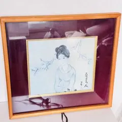 美人画 額装 日本画 扇子を持つ女性 - メルカリ