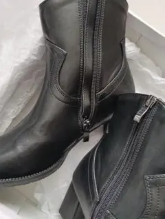【新品】ジッパー付き黒ブーツ Lサイズ