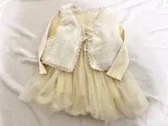 aosta ファーオープンベスト チュール ワンピース 80 2点セット