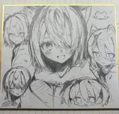 訳あり アナログイラスト 色紙 原画 ミニ色紙 手描きイラスト