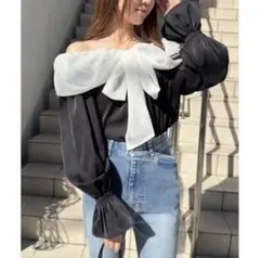 one after another NICE CLAUP リボンブラウス