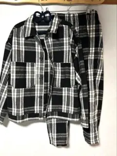 チェック柄ジャケット・パンツセット