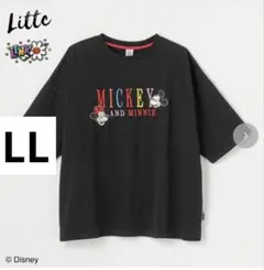 リトシーTシャツ半袖　ミッキー刺繍Tシャツ半袖　中黒　LL