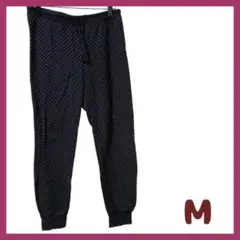 レディース　Mサイズ　ボトムス　スエット　長ズボン　スパッツ　ドット柄　ブラック
