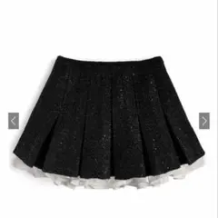 GRL インパン裏地付きフリルツイードプリーツミニスカート gm838 S