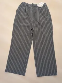 green label relaxing グレーストライプ ワイドパンツ