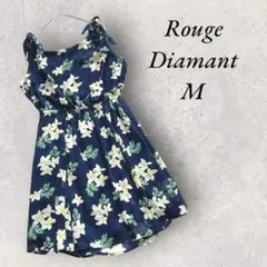 Rouge Diamant 38 ミニ丈 花柄タンクトップワンピース ネイビー