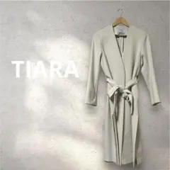 TIARA★ティアラ ノーカラーガウンコート アイボリー 3 無地 羽織りのサムネイル