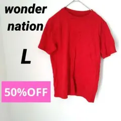 ✨50%OFF✨wonder nation【L】赤 半袖　シンプル　無地