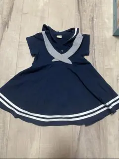 ネイビー セーラー襟 ワンピース 半袖　90