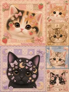 未使用 可愛い猫ちゃんパネル生地3枚 - メルカリ