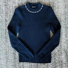 INGNI ビジュー付きニット ネイビー Mサイズ