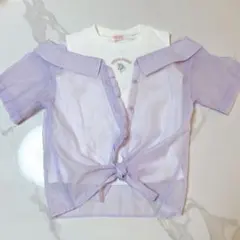 新品 mezzo piano ドッキングTシャツ 140 ユニコーン パープル