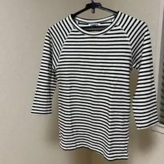 レディース　OMNES ボーダー 七分袖 カットソー　Sサイズ