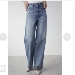 【美品】AZUL by MOUSSY　ハイウエストワイドデニム　ライトブルー　Ｌ