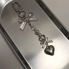 No.152 ビーズストラップ ハンドメイド 韓国 リボン ピンク y2k