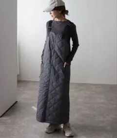 ジャンパースカート 配色キルティングジャンパースカート