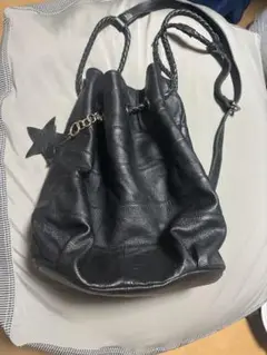 Cal 牛革　黒レザーショルダーバッグ
