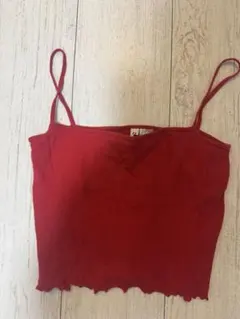 H&M リブ編みレッドキャミソール XS