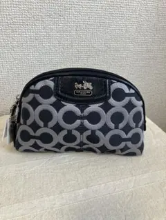 【新品未使用】COACH ロゴポーチ ブラック/グレータグ付き