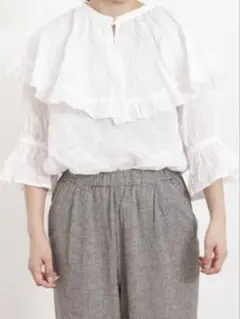 【値下げしました】ビックカラー袖フリルブラウス / Samansa Mos2